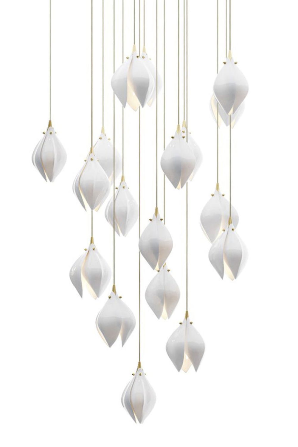 Gold Stem Ceramic Flower Chandelier - view 22 | morylighting