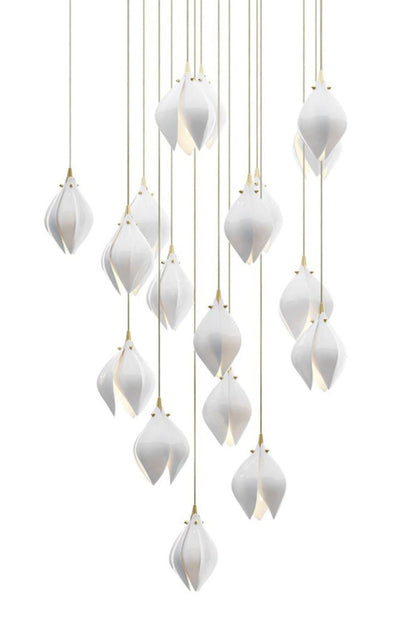Gold Stem Ceramic Flower Chandelier - view 22 | morylighting