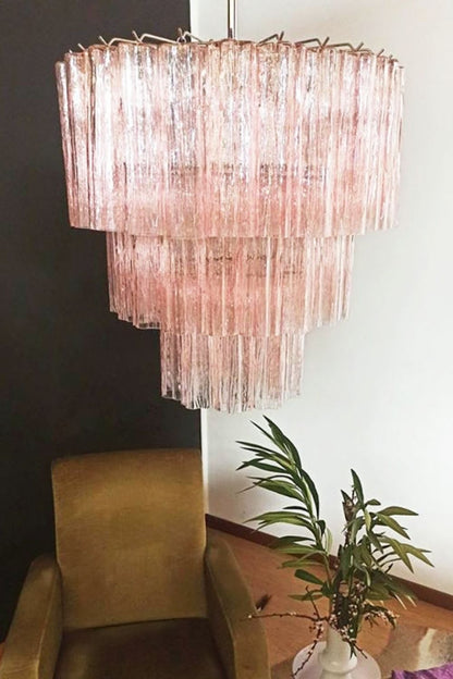 Art light pink glass tube chandelier - view 7 | morylighting