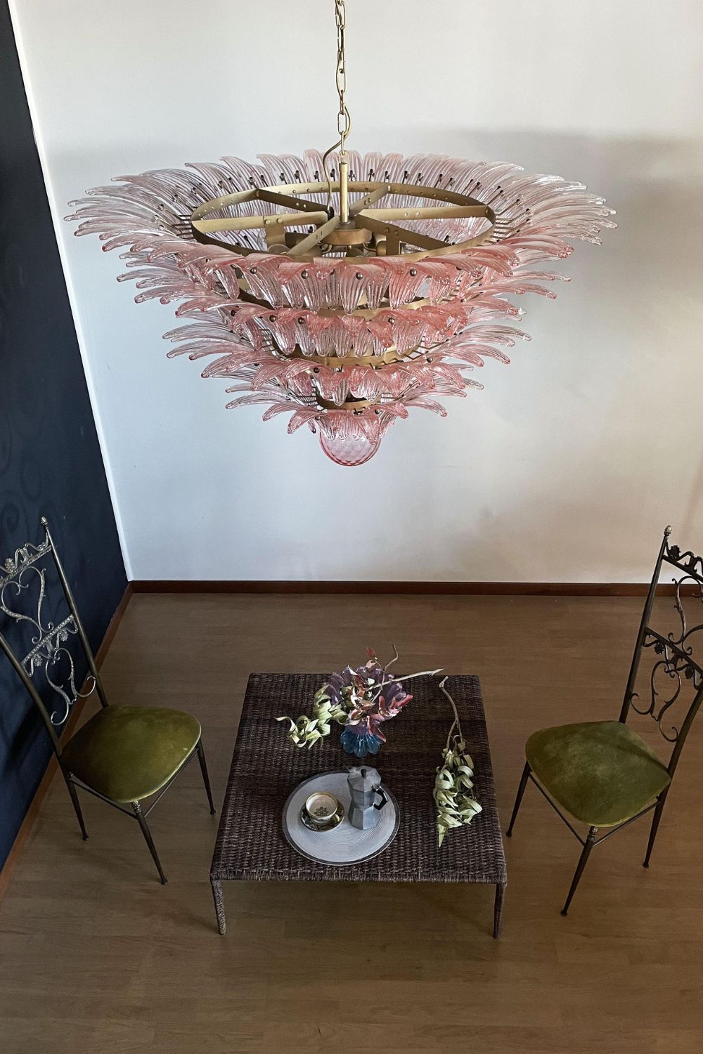 Art Four-tier pink glass palm leaf chandelier - view 5 | morylighting