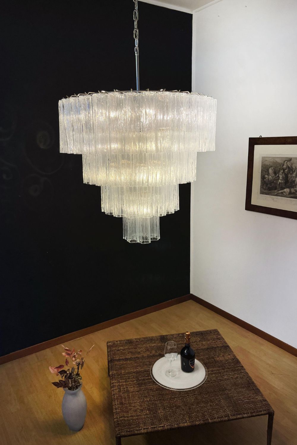 Art clear glass tiered chandelier - view 2 | morylighting