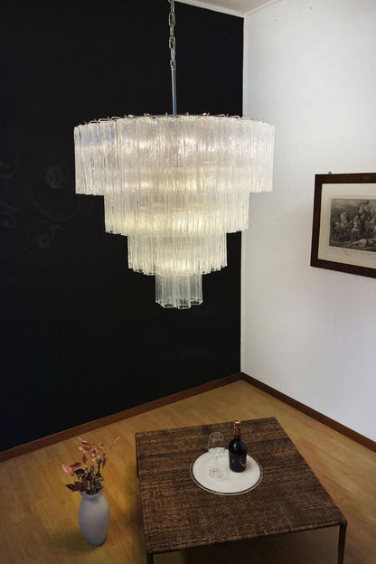 Art clear glass tiered chandelier - view 2 | morylighting