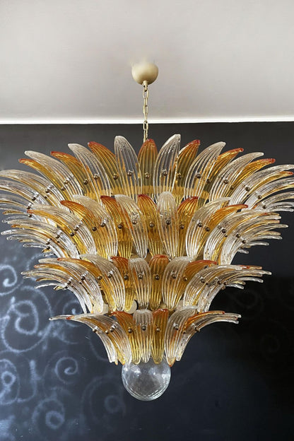 Amber and Clear Art Glass Palmette Chandelier - view 12 | morylighting