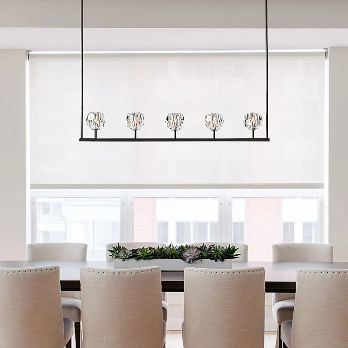 Boulee de Cristal Glass Linear Chandelier 48", 60"