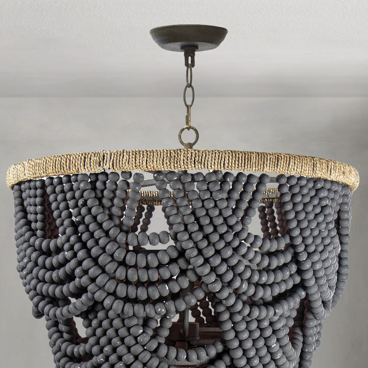 Willara Grey Wood Bead Chandelier