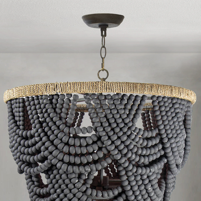 Willara Grey Wood Bead Chandelier