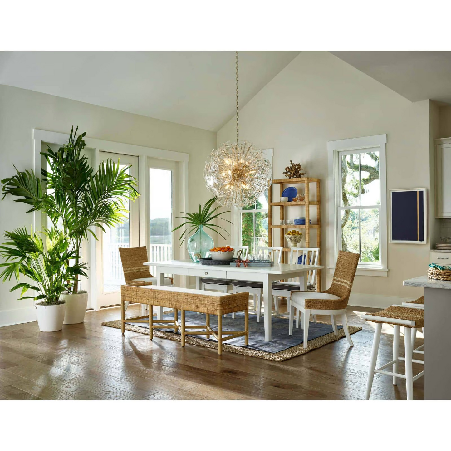 Polara Brass Glass Chandelier Large
