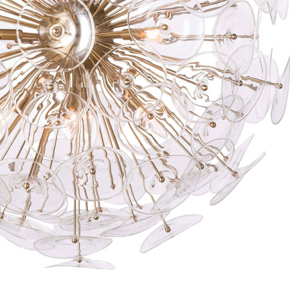 Polara Brass Glass Chandelier Large