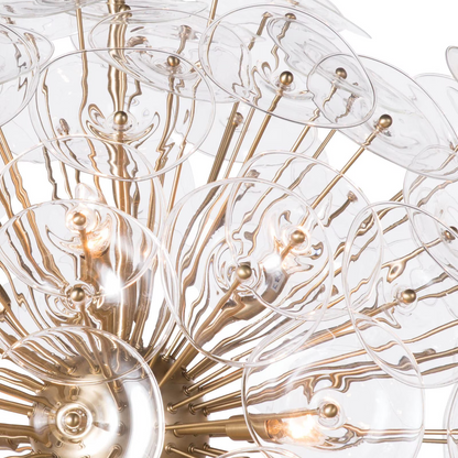 Polara Brass Glass Chandelier Large
