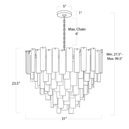 Tidelle Nickel Clear Glass Chandelier Large