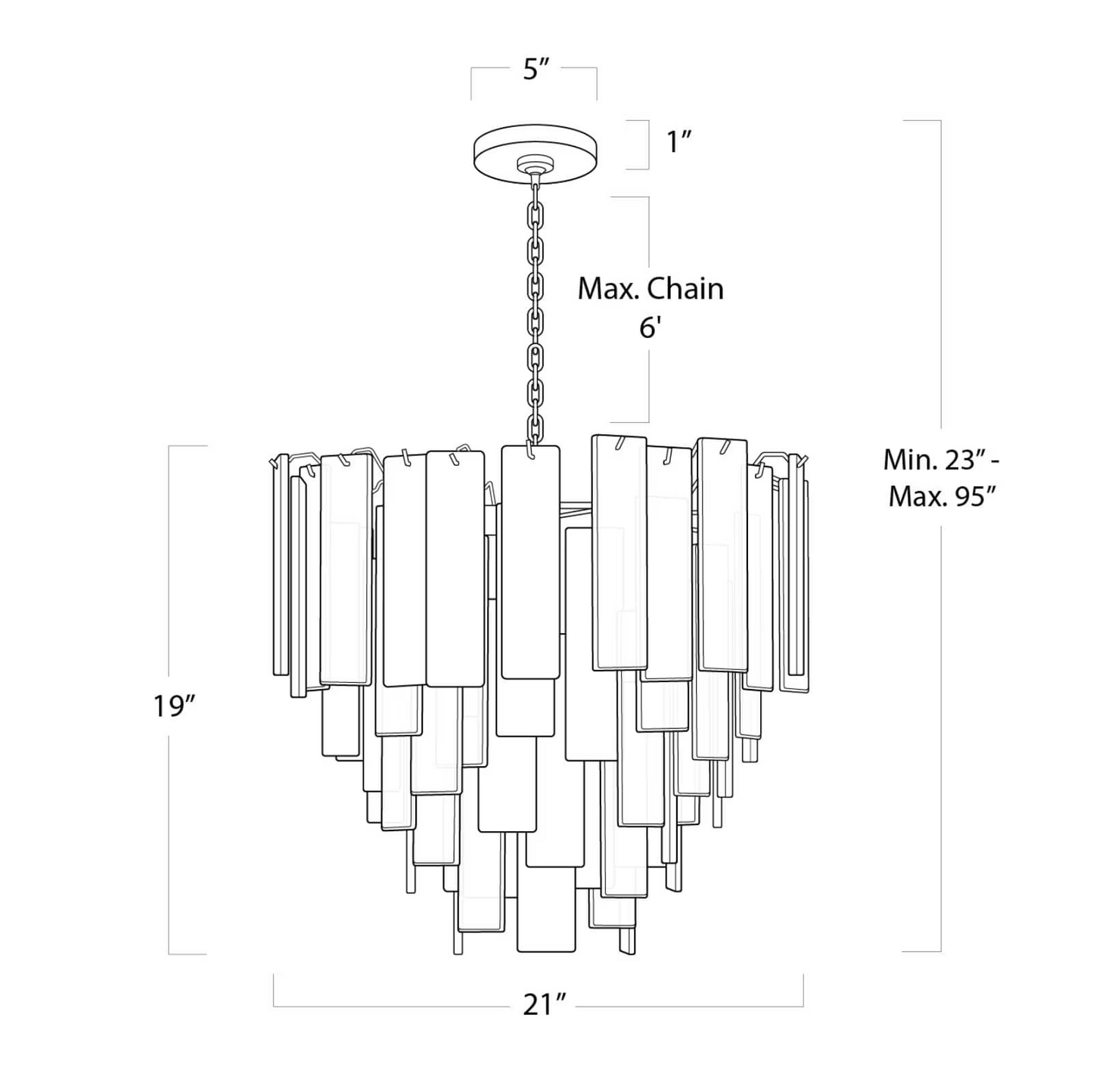 Tidelle Brass Clear Glass Chandelier Small