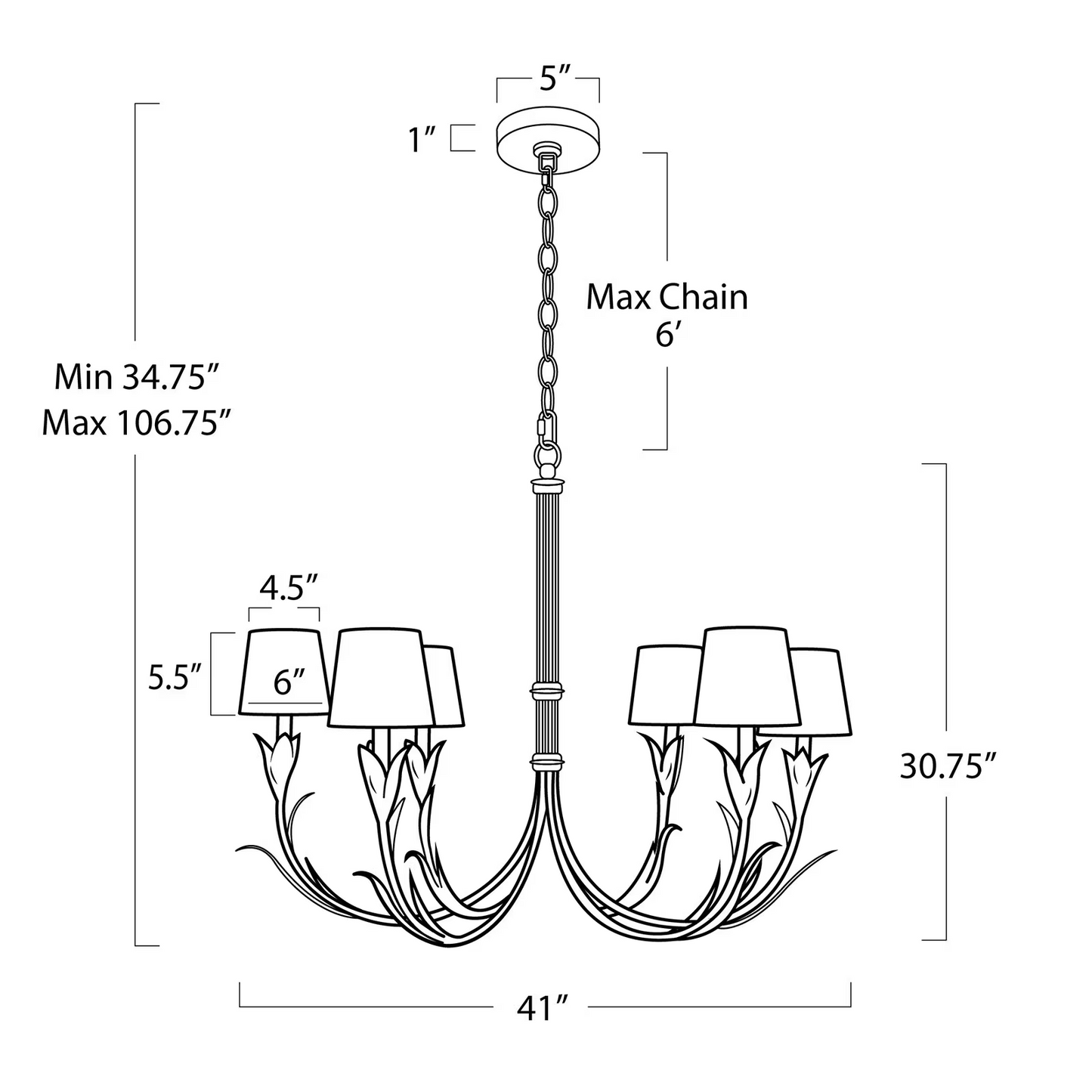 Fontara White Reed Chandelier