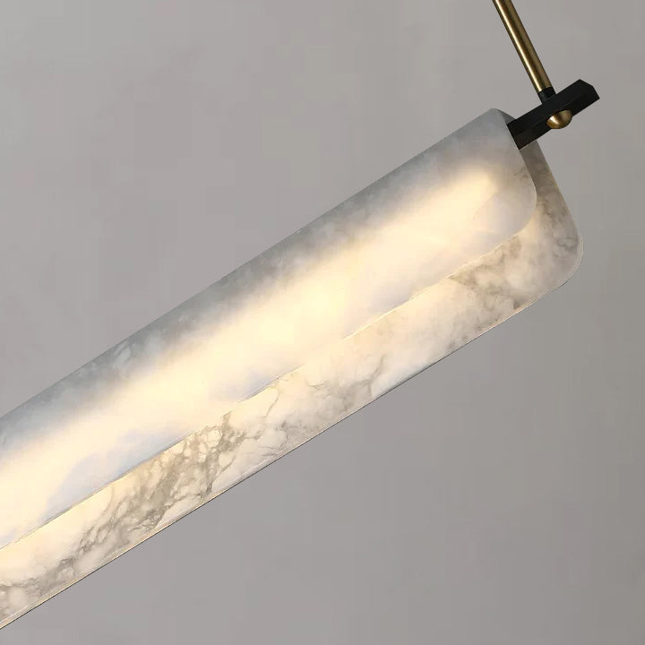 Eliana Alabaster Chandelier, Linear Chandelier Over Dining Room | Morylighting (5)
