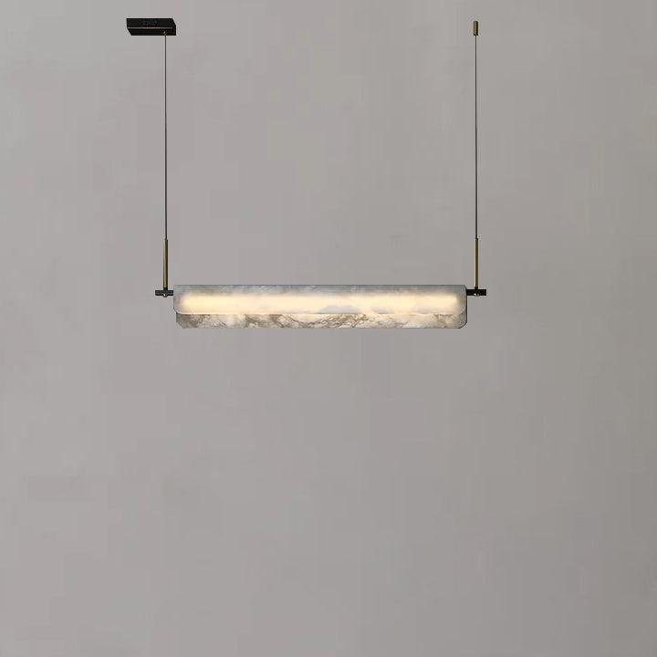 Eliana Alabaster Chandelier, Linear Chandelier Over Dining Room | Morylighting (3)