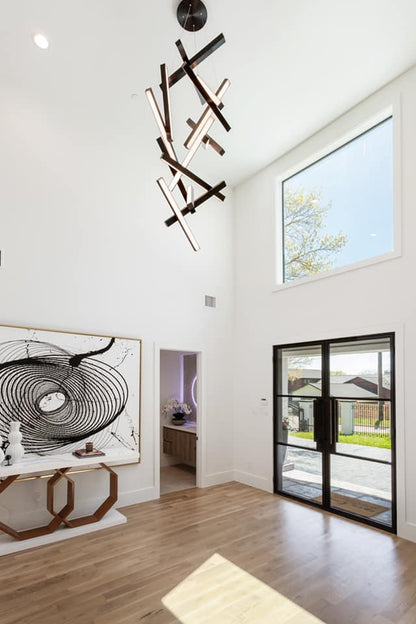 Modern Vertical Geometric Aluminum Chandelier for Staircase/Foyer/High-ceiling