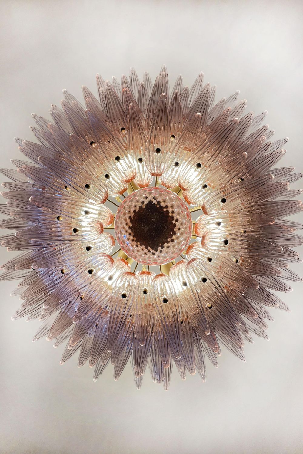 Art Four-tier pink glass palm leaf chandelier - view 11 | morylighting