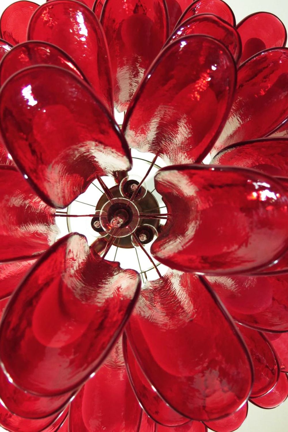 Red Art Glass Petal Chandelier - view 16 | morylighting