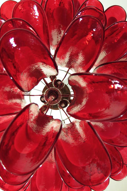 Red Art Glass Petal Chandelier - view 16 | morylighting