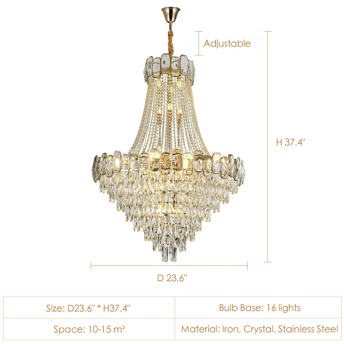 Morylighting Grand Radiance Round K9 Crystal Chandelier - Background Shot
