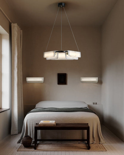 Modern Linear Black Metal Elegant Alabaster Pendant for Living room Lighting