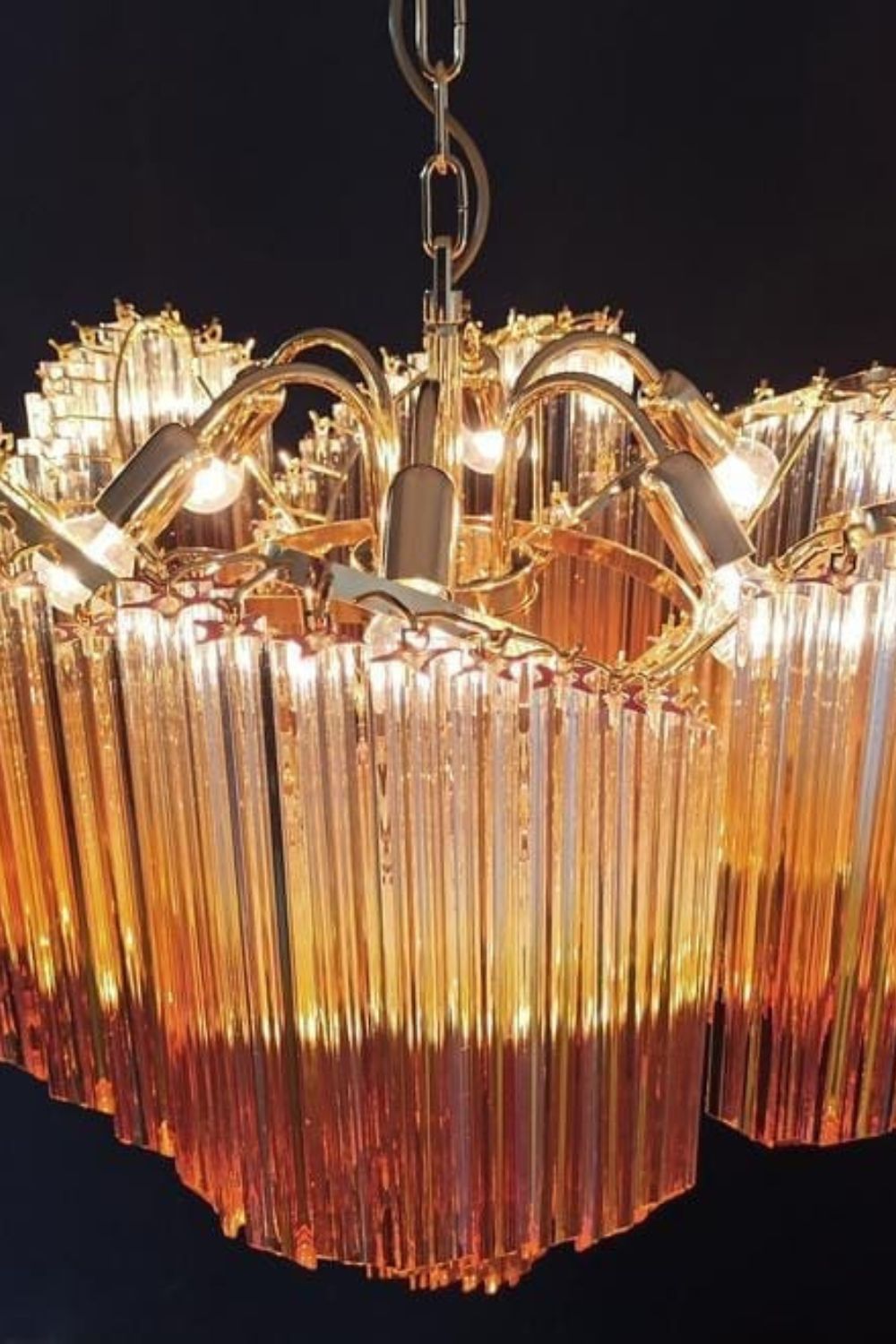 Shaded Amber Art Crystal Prism Chandelier - view 13 | morylighting
