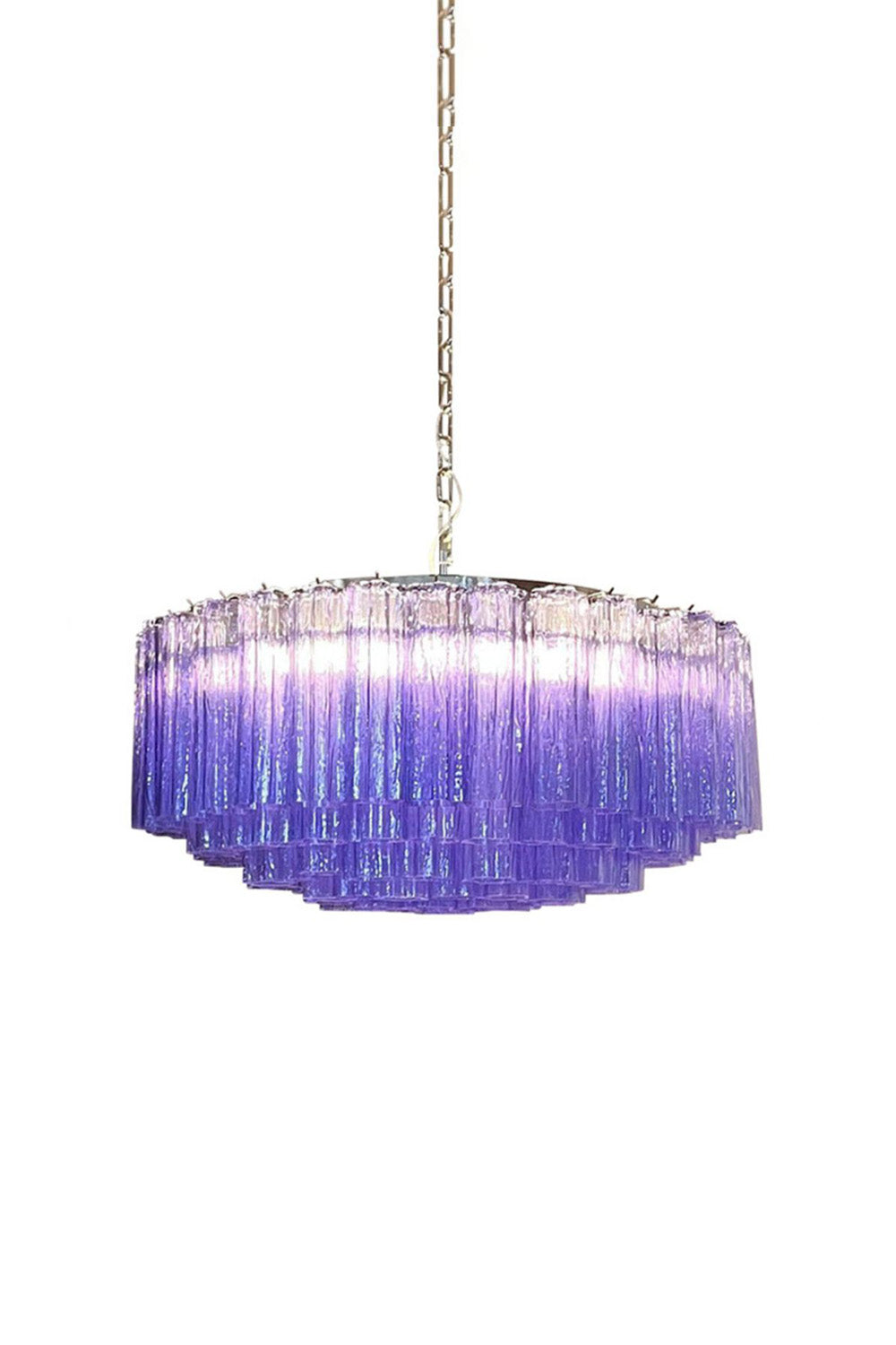 Italian Modernist Purple Art Glass Tube Chandelier | morylighting
