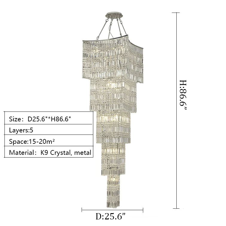 Morylighting Grand Tiered K9 Crystal Foyer Chandelier - Background Shot
