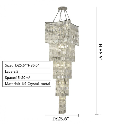 Morylighting Grand Tiered K9 Crystal Foyer Chandelier - Background Shot