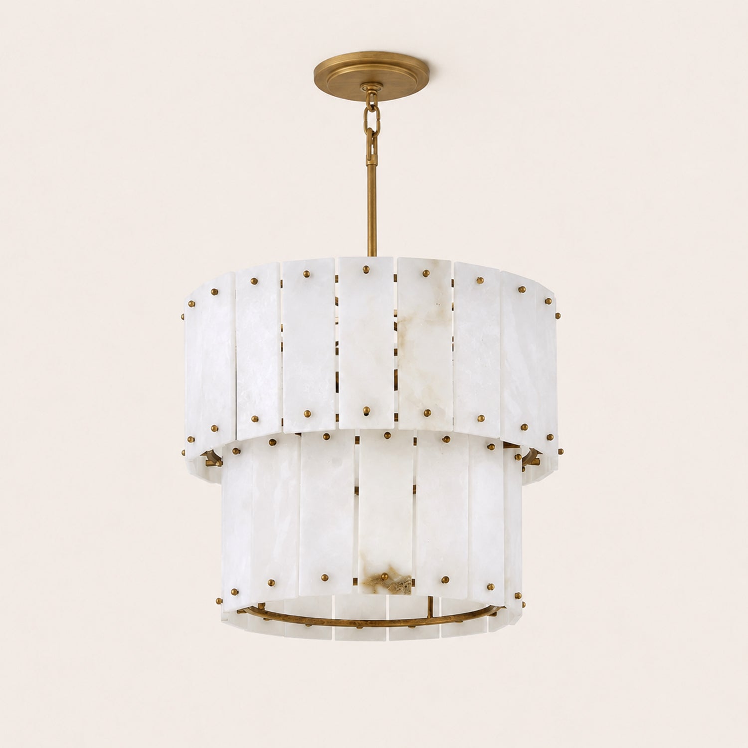 Simona Alabaster Round 2-Tier Chandelier 17.5"D 24"D