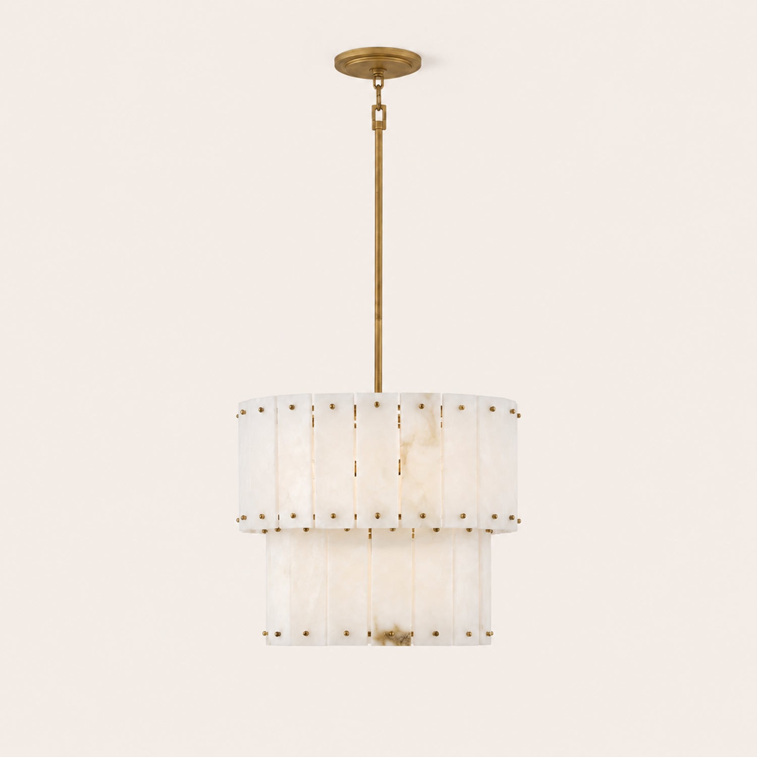 Simona Alabaster Round 2-Tier Chandelier 17.5"D 24"D