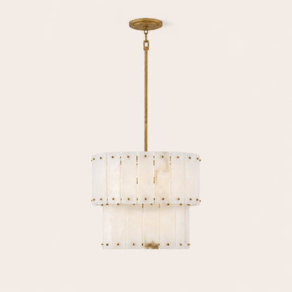Simona Alabaster Round 2-Tier Chandelier 17.5"D 24"D