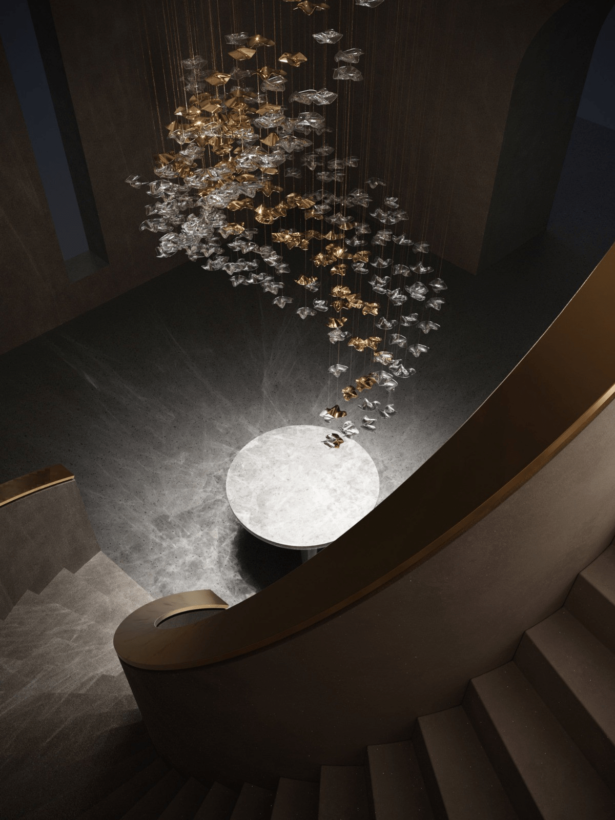 Galaxy Tidal Art Glass Crystal Spiral Chandelier