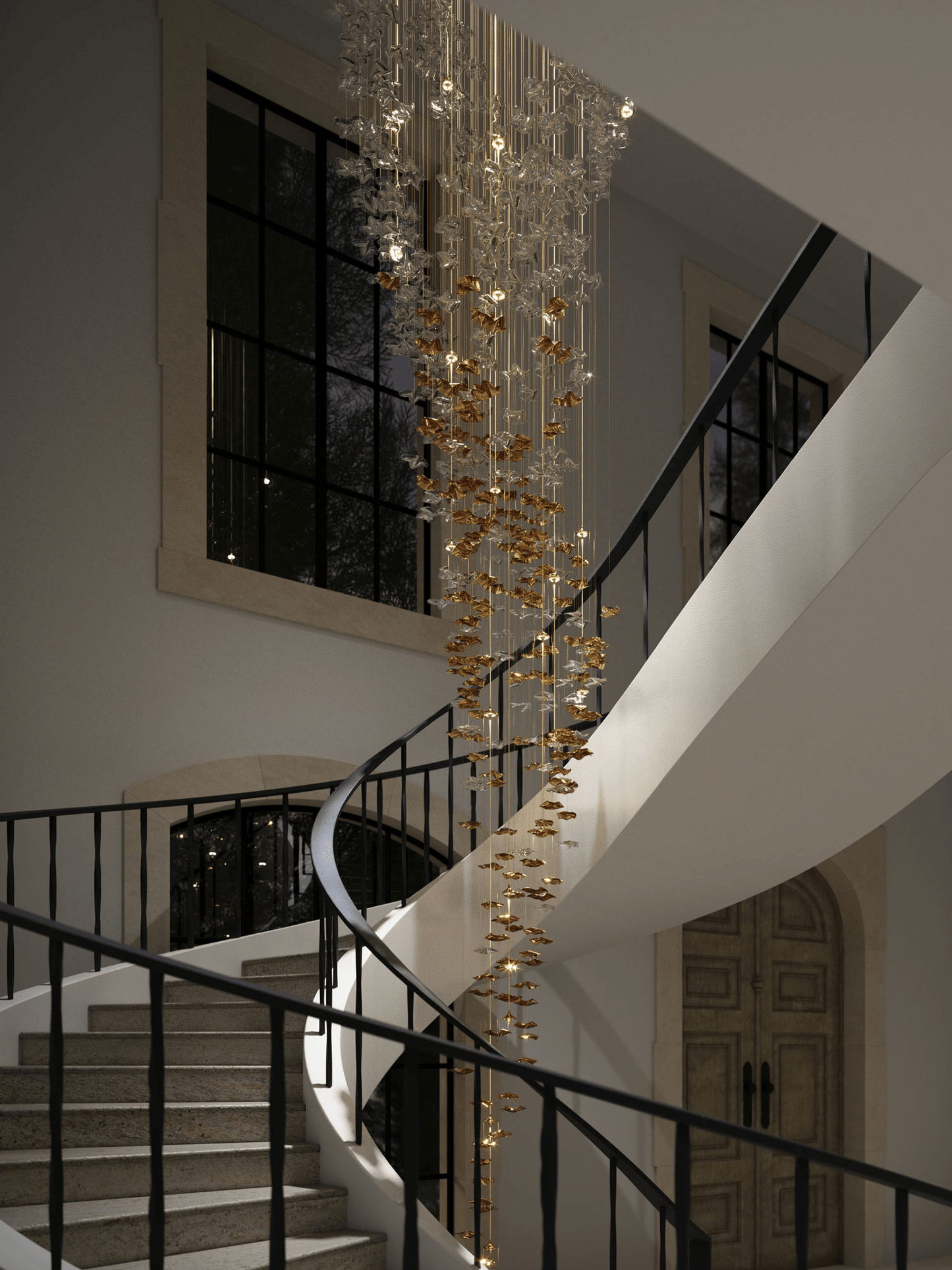 Galaxy Tidal Art Glass Crystal Spiral Chandelier