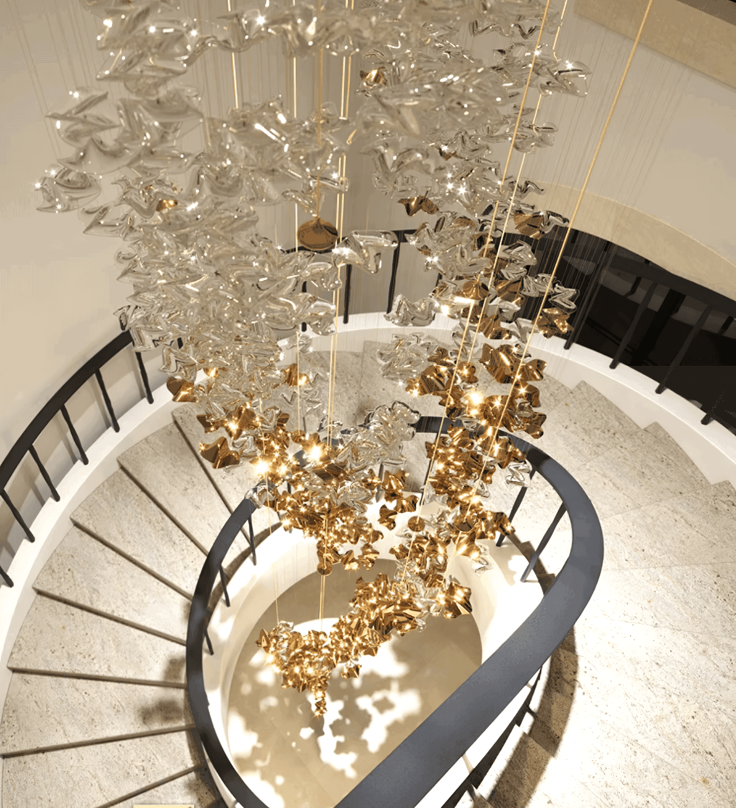 Galaxy Tidal Art Glass Crystal Spiral Chandelier