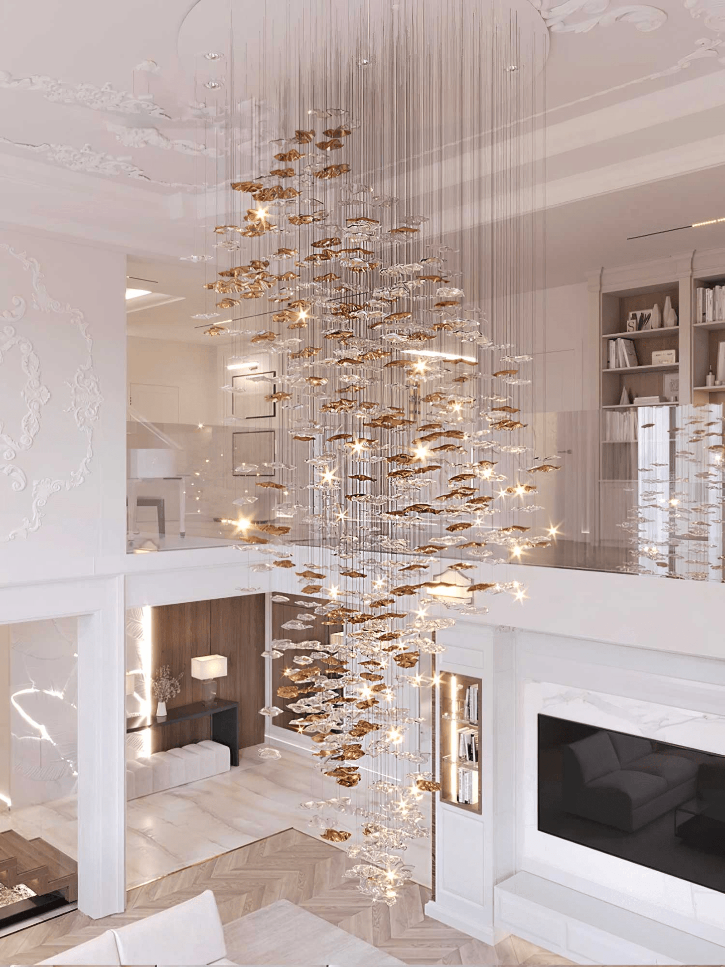 Galaxy Tidal Art Glass Crystal Spiral Chandelier