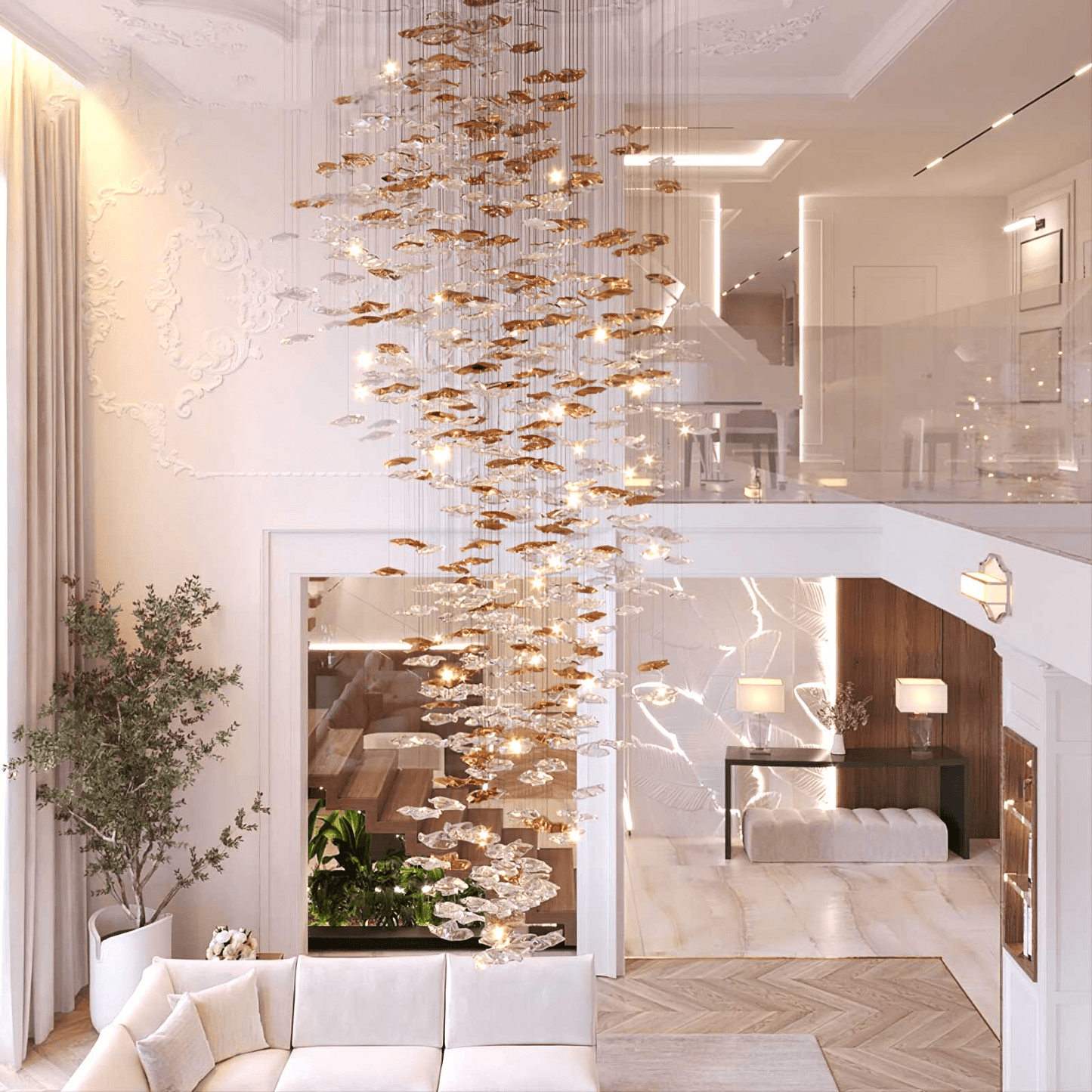 Galaxy Tidal Art Glass Crystal Spiral Chandelier