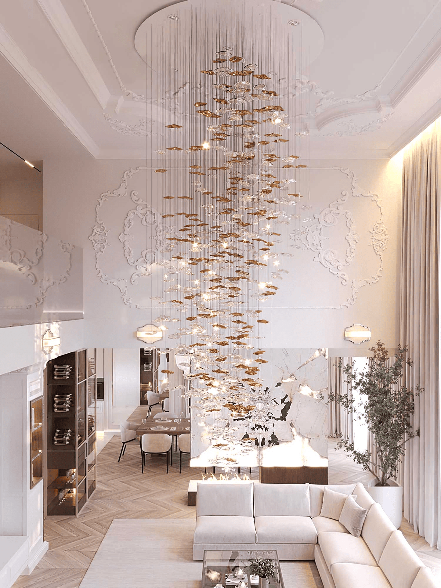Galaxy Tidal Art Glass Crystal Spiral Chandelier