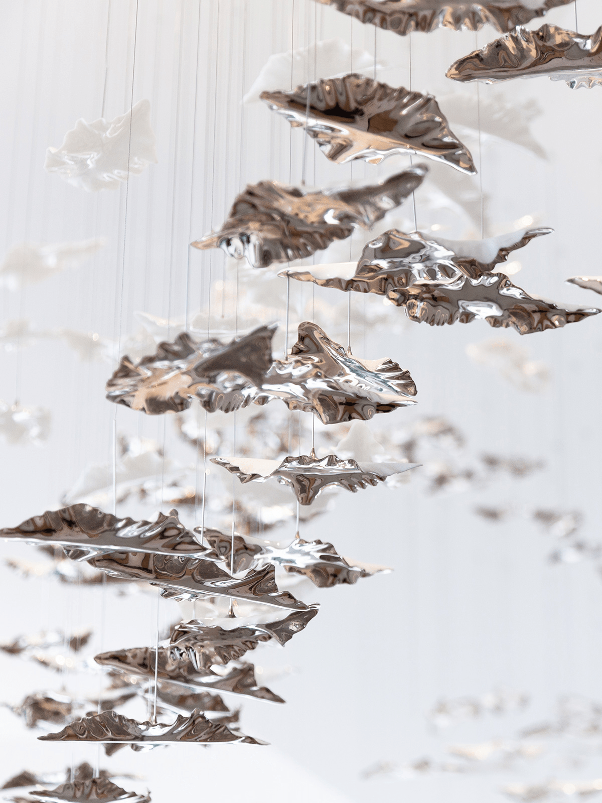 Galaxy Leaf Twisted Sculptural Meteor Shower Crystal Spiral Chandelier