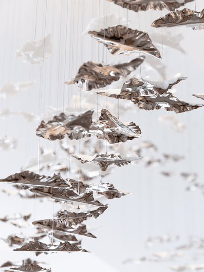 Galaxy Leaf Twisted Sculptural Meteor Shower Crystal Spiral Chandelier