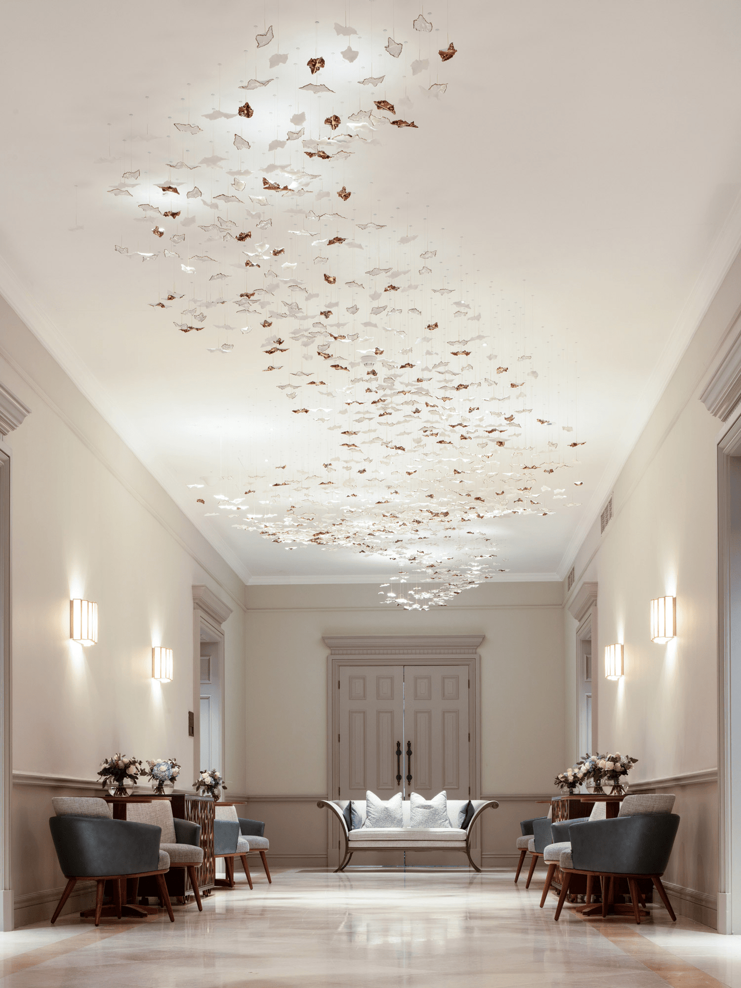 Galaxy Leaf Twisted Sculptural Meteor Shower Crystal Spiral Chandelier