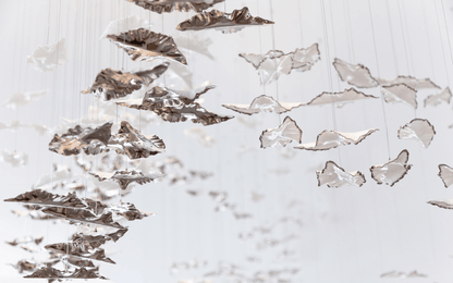 Galaxy Leaf Twisted Sculptural Meteor Shower Crystal Spiral Chandelier