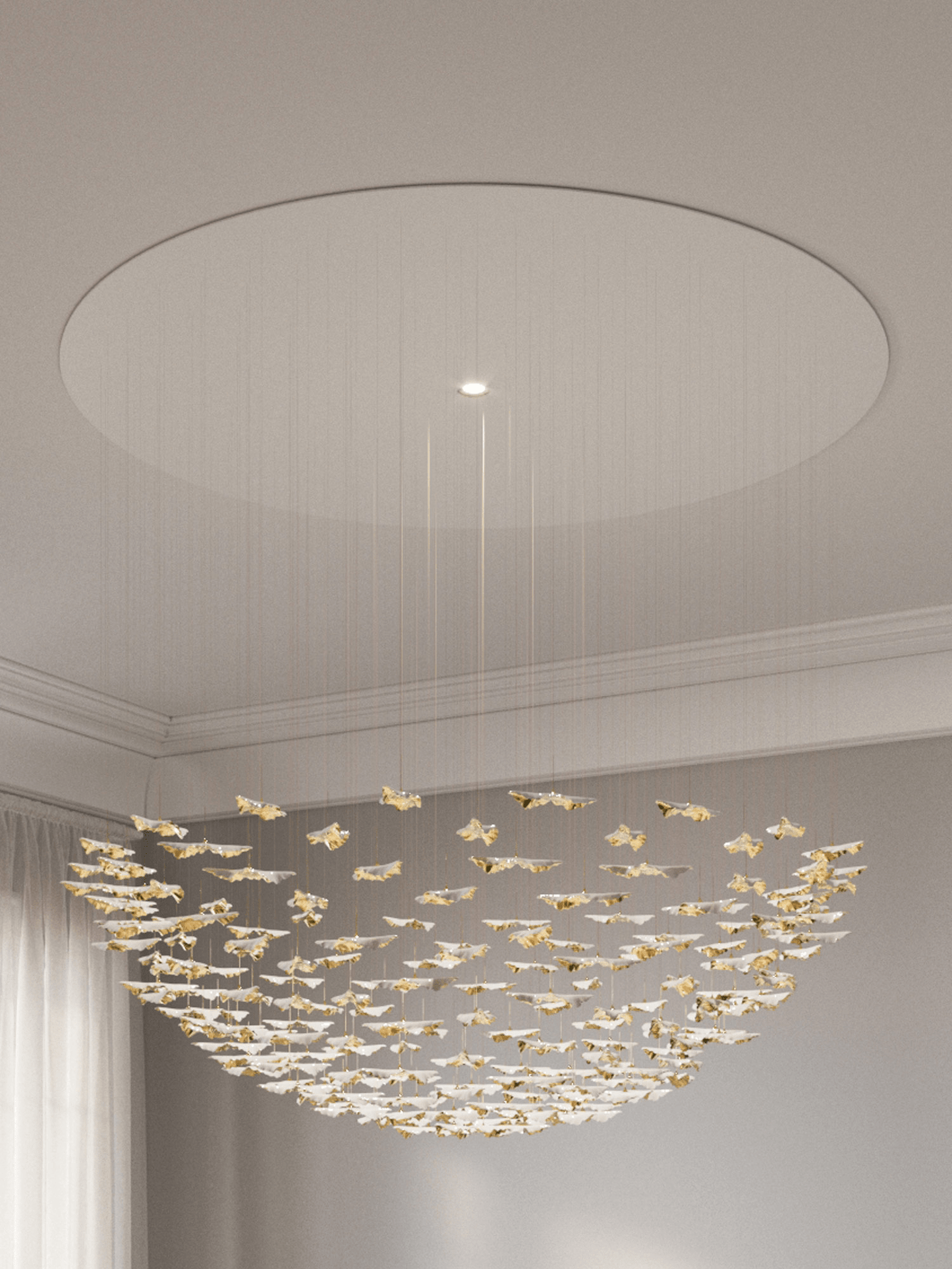 Galaxy Leaf Twisted Sculptural Meteor Shower Crystal Spiral Chandelier