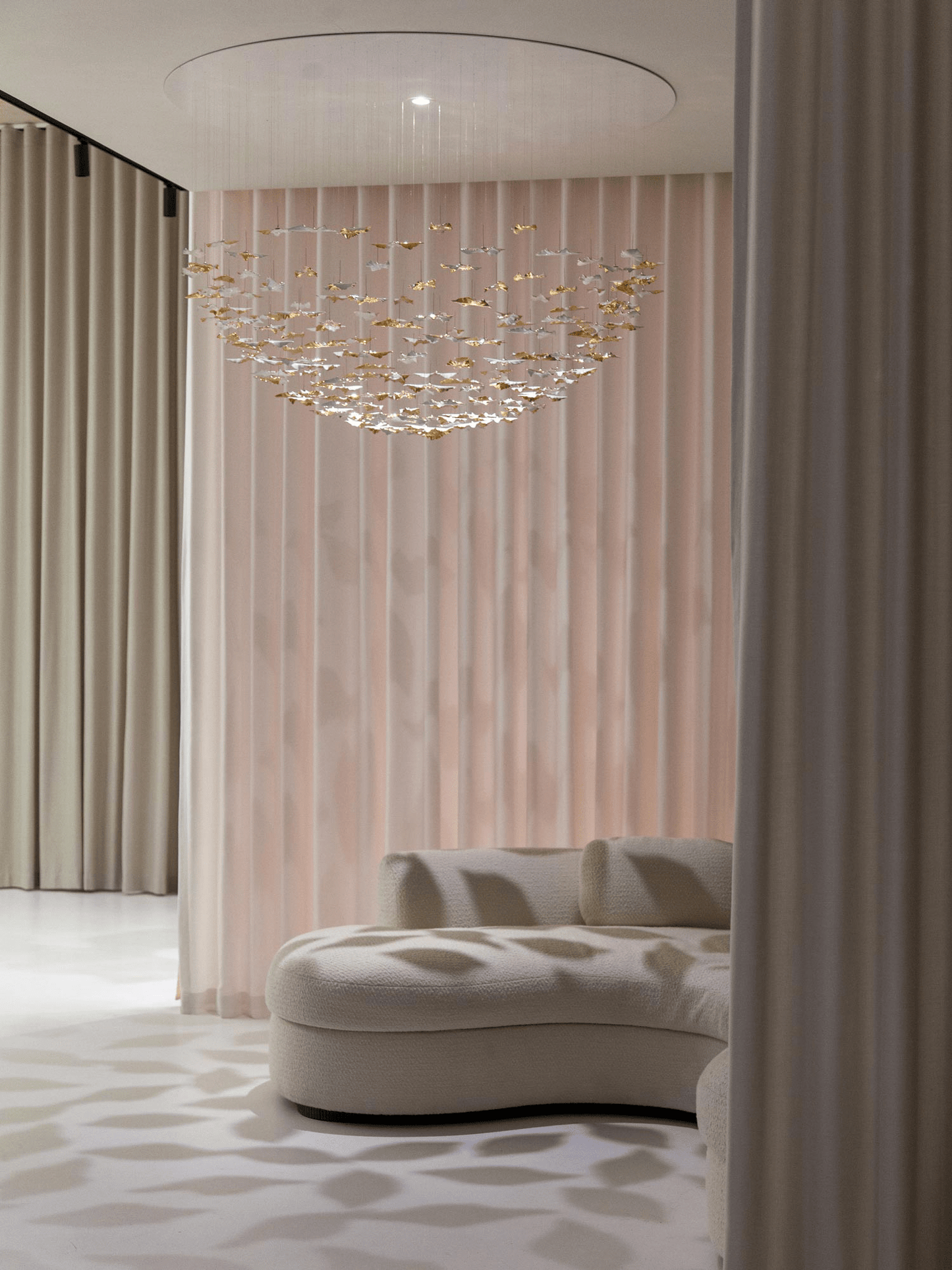 Galaxy Leaf Twisted Sculptural Meteor Shower Crystal Spiral Chandelier
