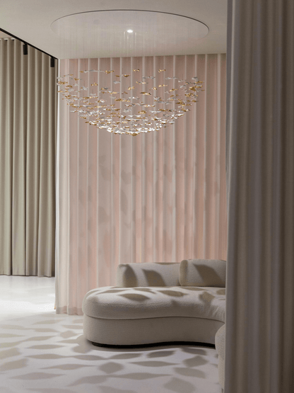 Galaxy Leaf Twisted Sculptural Meteor Shower Crystal Spiral Chandelier