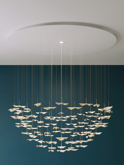 Galaxy Leaf Twisted Sculptural Meteor Shower Crystal Spiral Chandelier