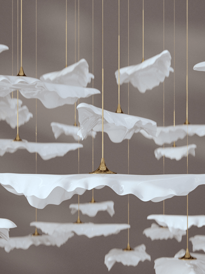 Galaxy Leaf Twisted Sculptural Meteor Shower Crystal Spiral Chandelier