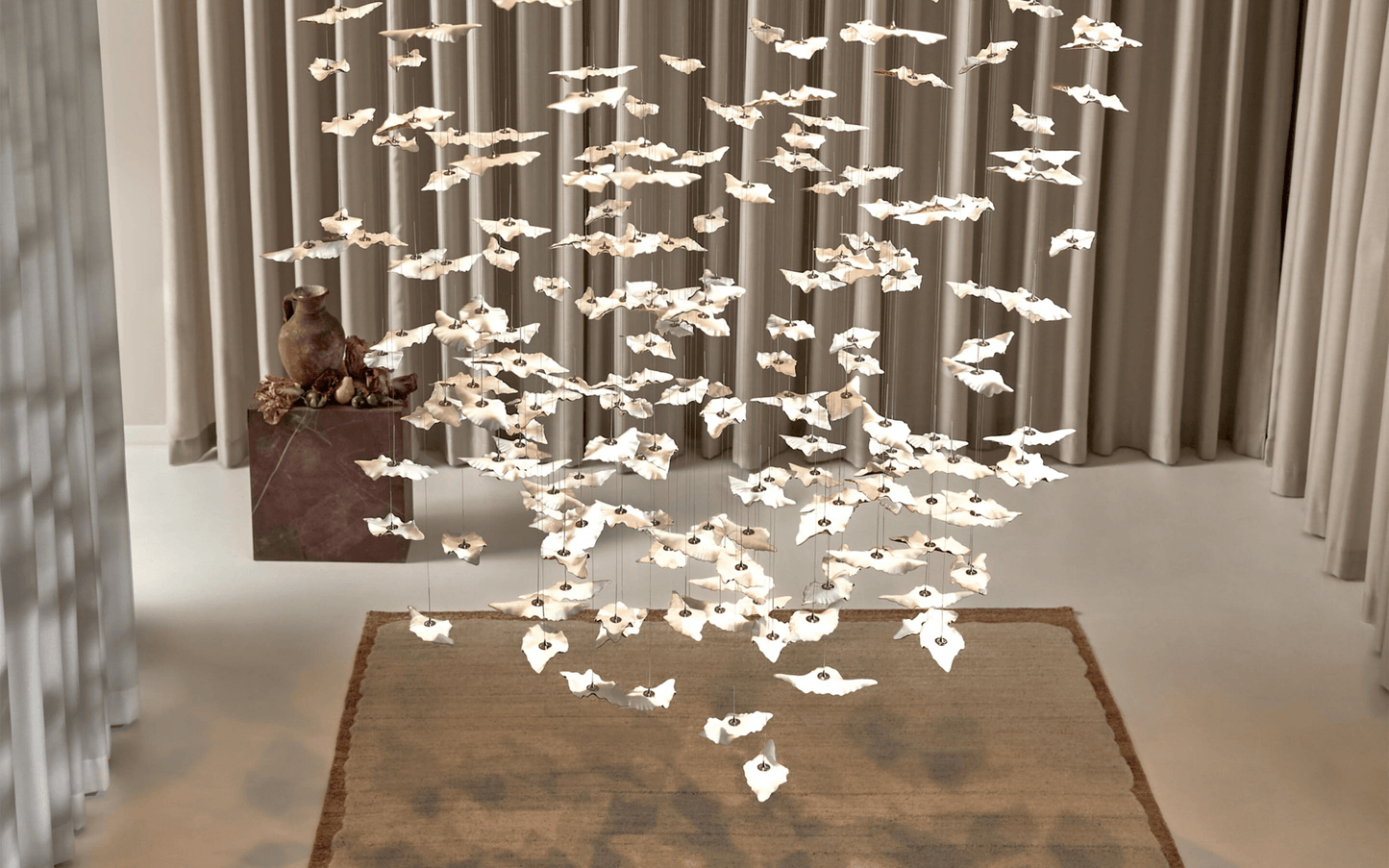 Galaxy Leaf Twisted Sculptural Meteor Shower Crystal Spiral Chandelier
