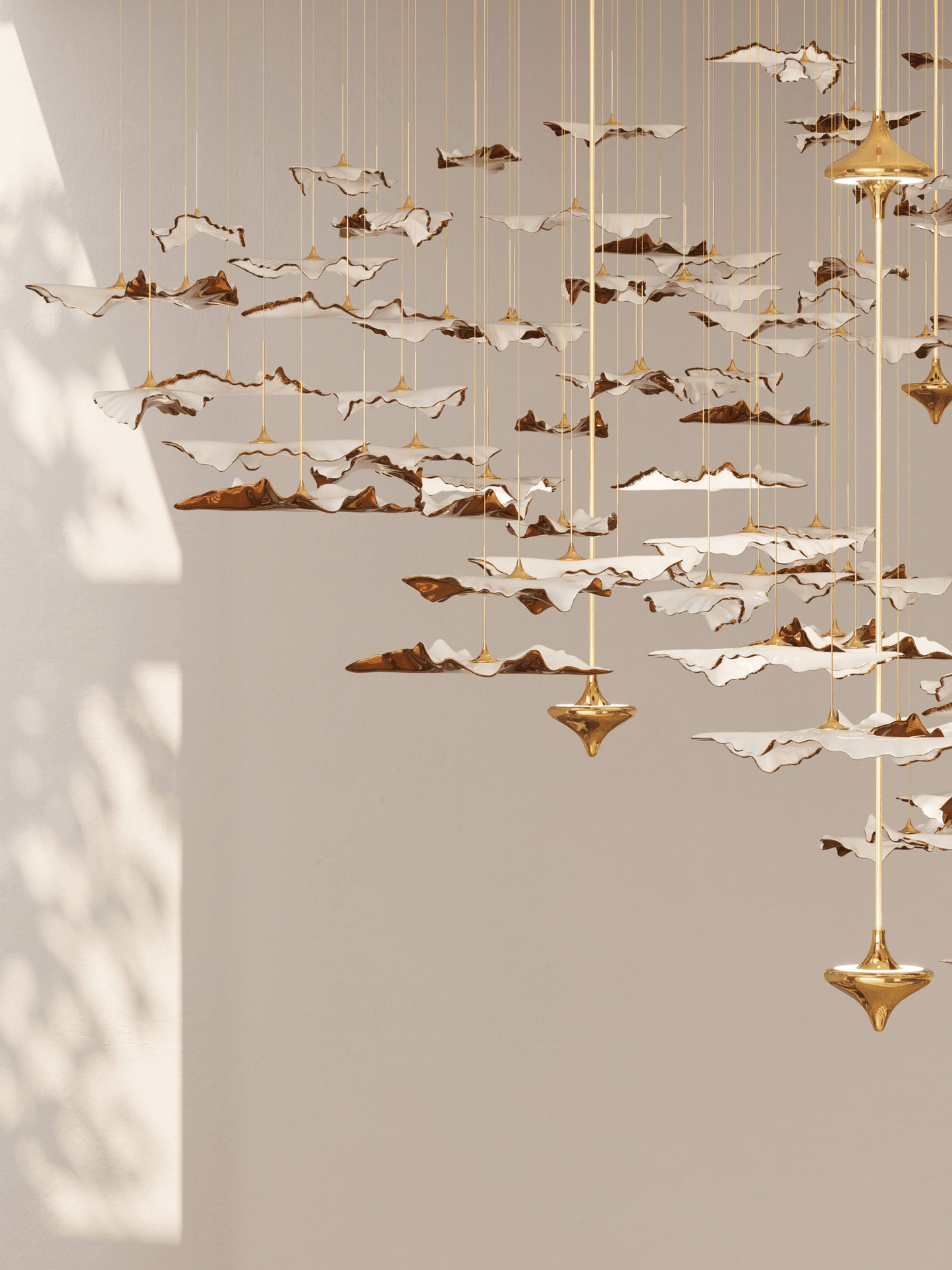 Galaxy Leaf Twisted Sculptural Meteor Shower Crystal Spiral Chandelier