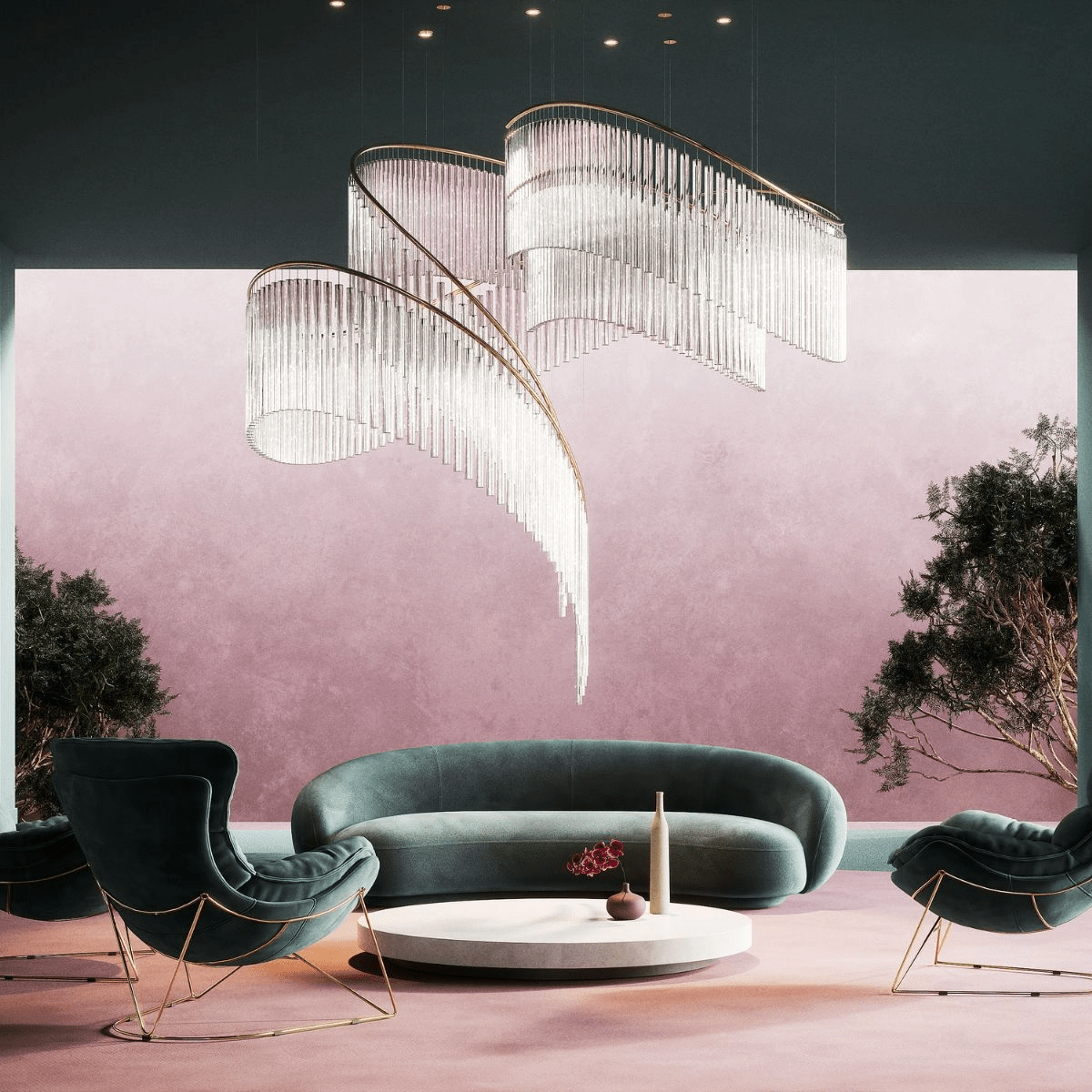 Rivella Cascade Fringe Crystal Chandelier