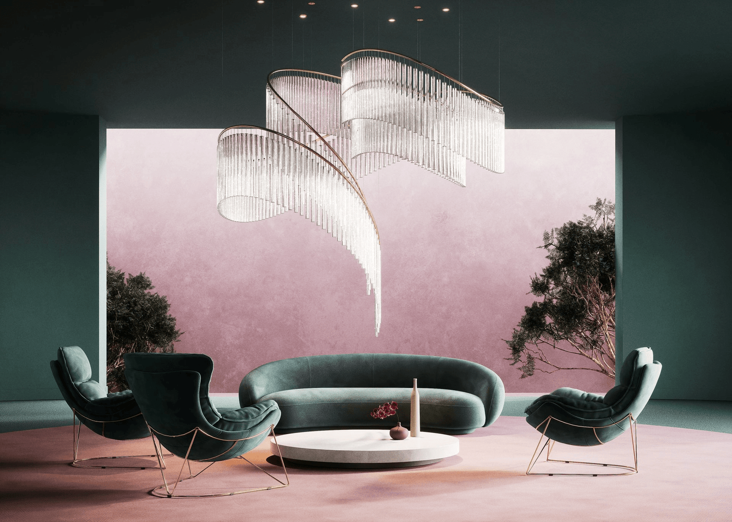 Rivella Cascade Fringe Crystal Chandelier